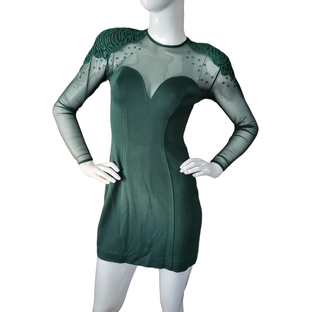 Vintage 1990s Mini Dress Sheer long Sleeves